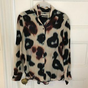 All Saints Tie Dye Long Sleeve Silk Blouse Size 4